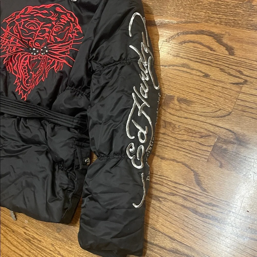 Limited edition Ed Hardy Christian Audigier puffer jacket with hood Adult Large - Picture 15 of 16